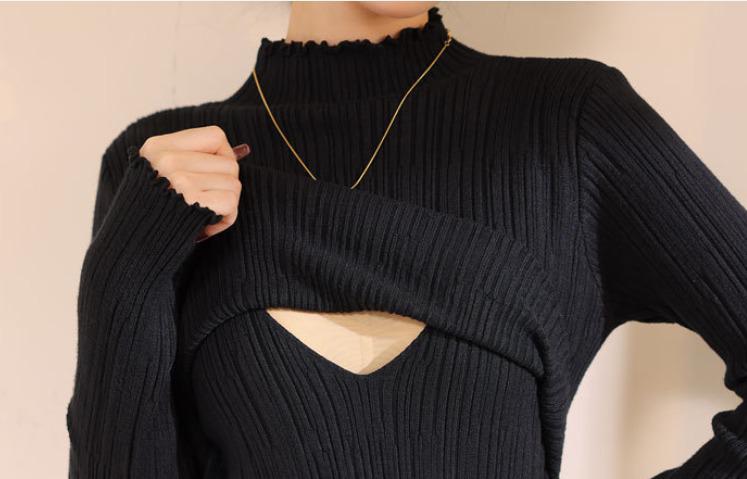 Chic MAMA Sweater - Stylish Nursing & Breastfeeding Top | MAMA JUiiCe