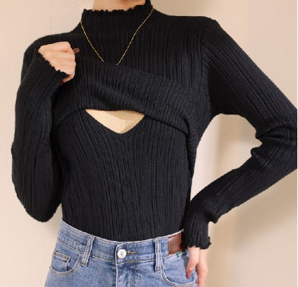 Chic MAMA Sweater - Stylish Nursing & Breastfeeding Top | MAMA JUiiCe